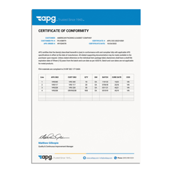 APG Certificate of Conformity